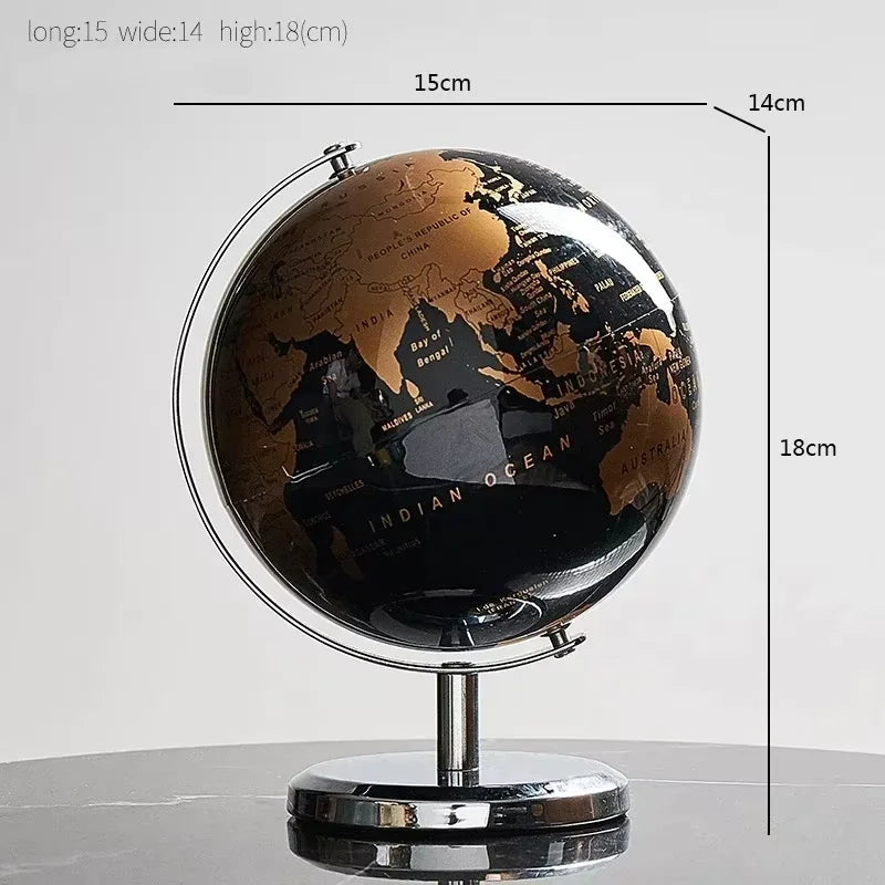 Modern Desk or Shelf Sculpture | 360° Spin Globe Art for Office, Home Decor, or Gift