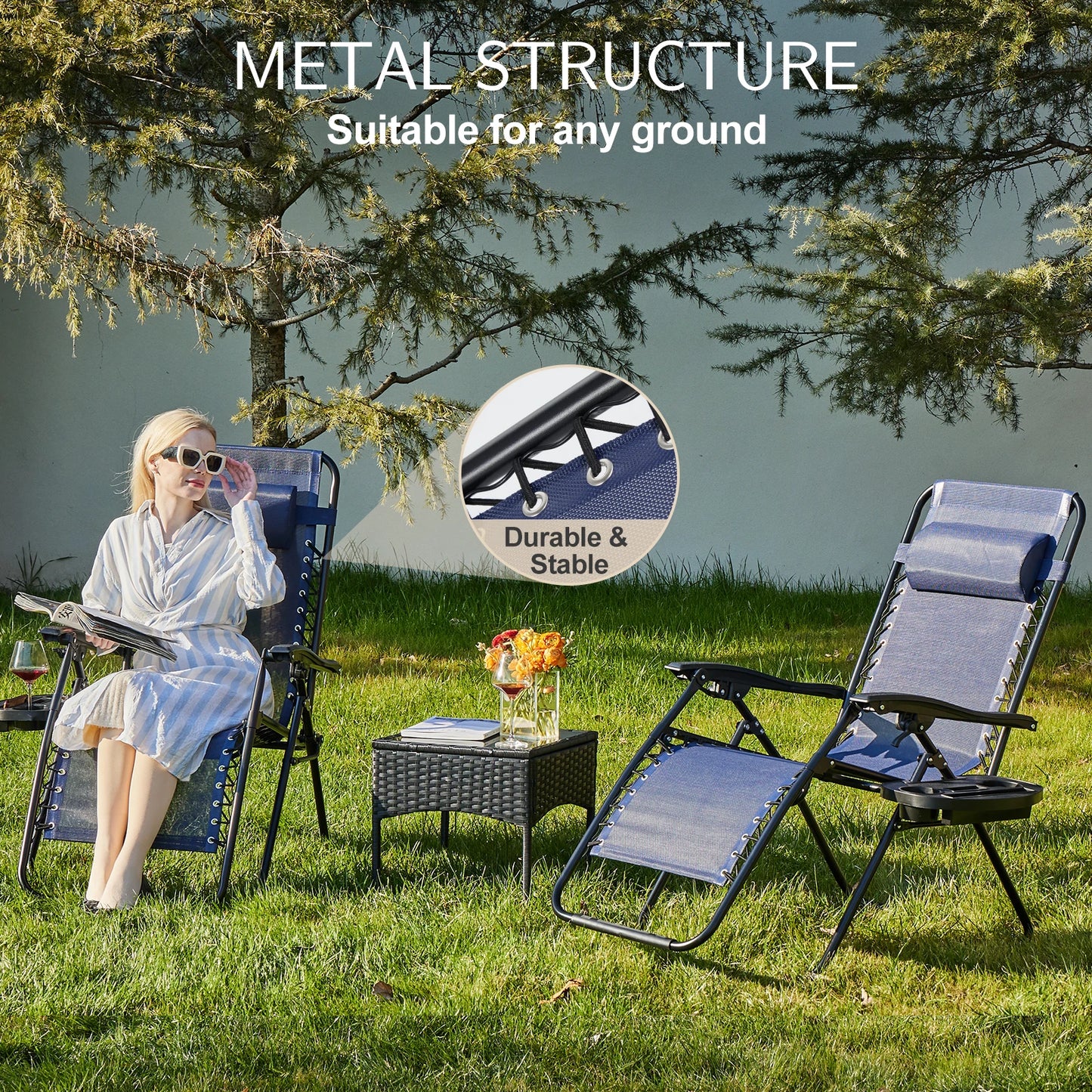 Zero Gravity Set of 2 Portable Recliner Lounge Chair