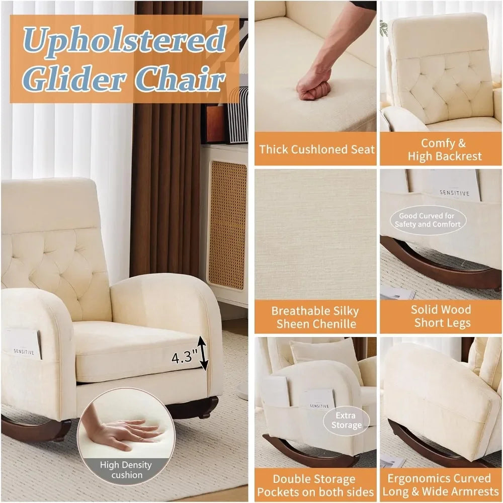 Low Seat Upholstered Rocking Chair
