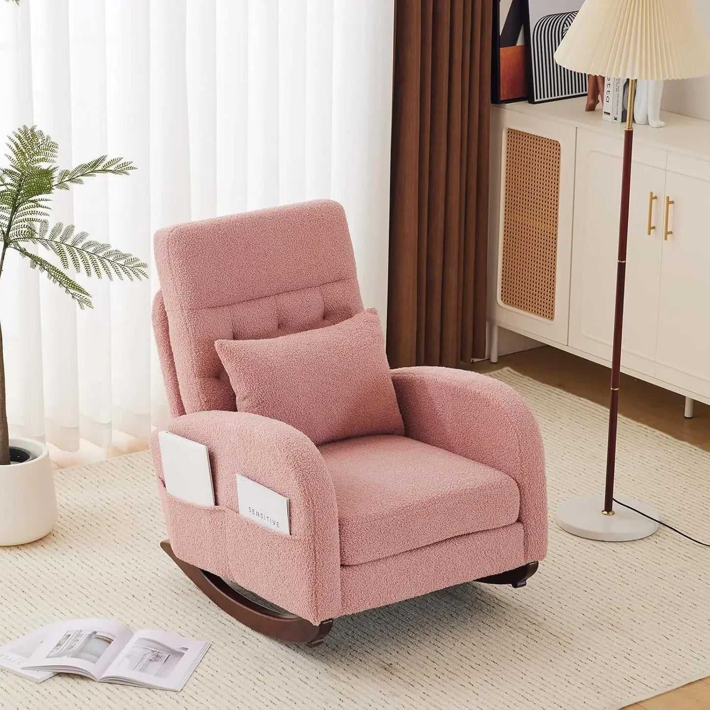 Low Seat Upholstered Rocking Chair