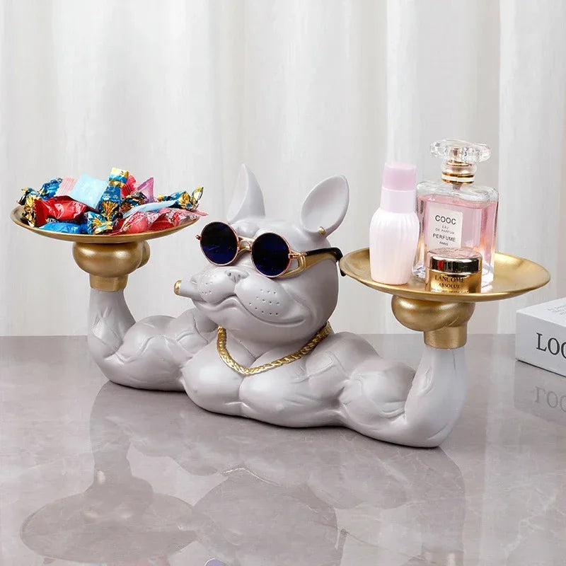 Cool Dog Figurine Remote Control Key Statue Storage Box