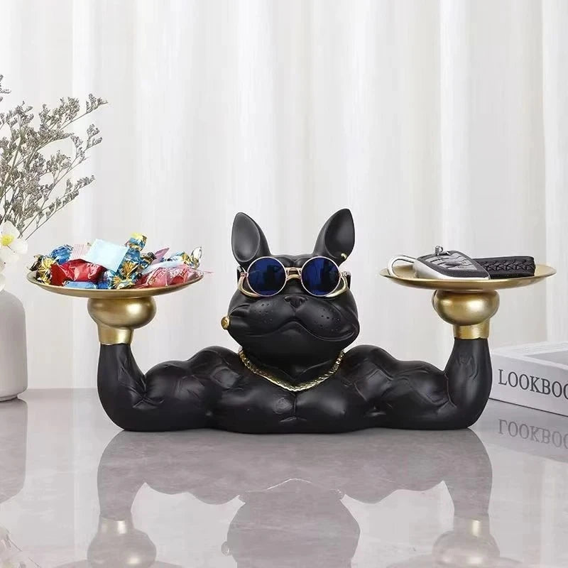 Cool Dog Figurine Remote Control Key Statue Storage Box