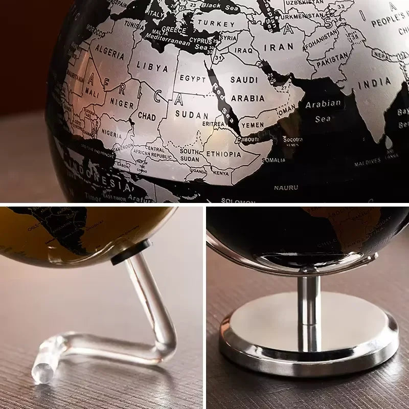 Modern Desk or Shelf Sculpture | 360° Spin Globe Art for Office, Home Decor, or Gift