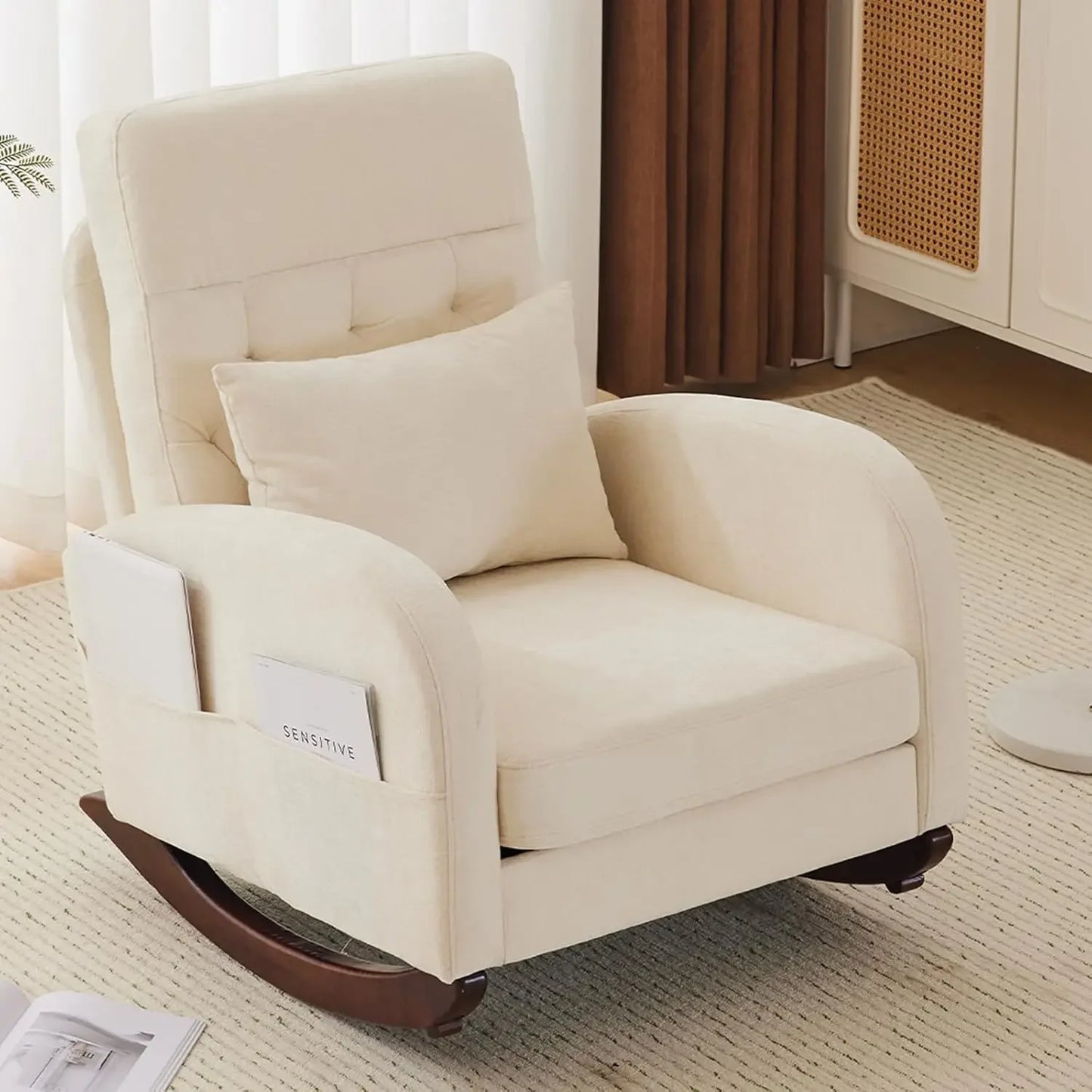 Low Seat Upholstered Rocking Chair