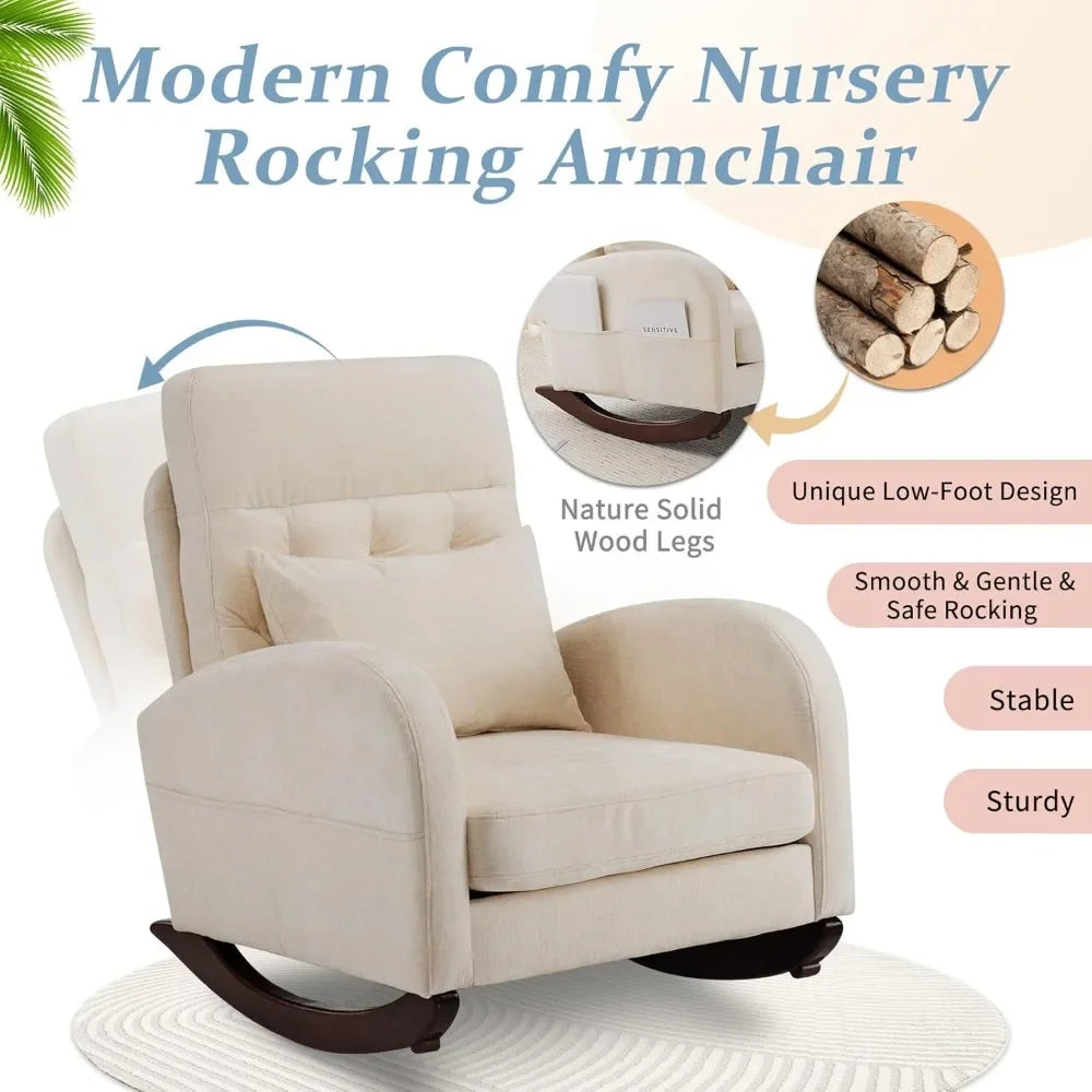 Low Seat Upholstered Rocking Chair