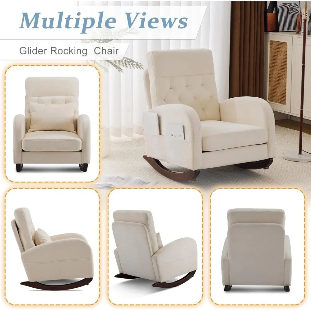Low Seat Upholstered Rocking Chair