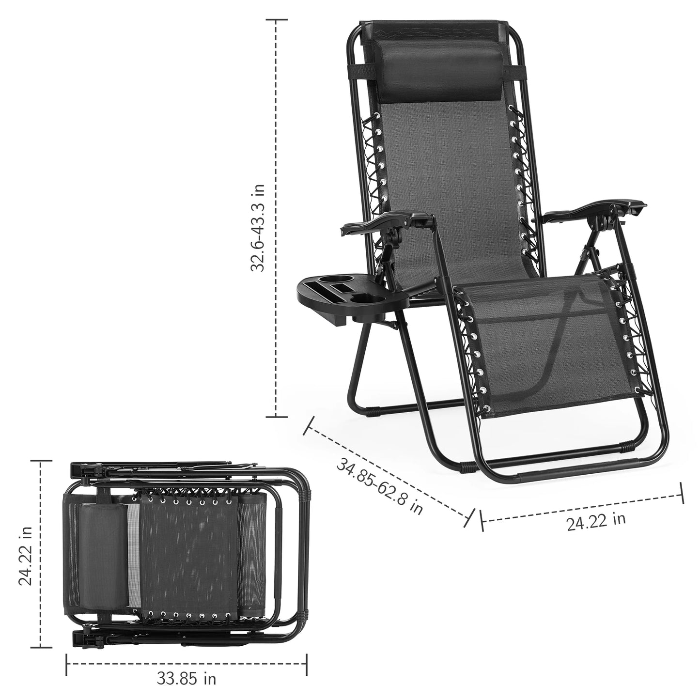 Zero Gravity Set of 2 Portable Recliner Lounge Chair
