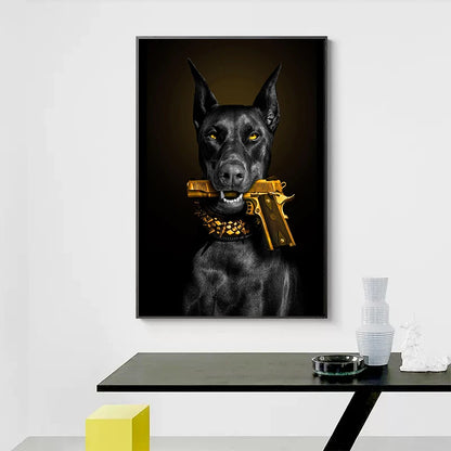 Luxury Black Doberman Poster Canvas