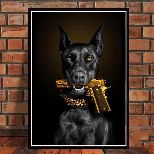 Luxury Black Doberman Poster Canvas