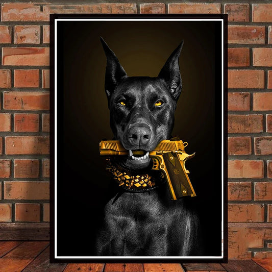 Luxury Black Doberman Poster Canvas