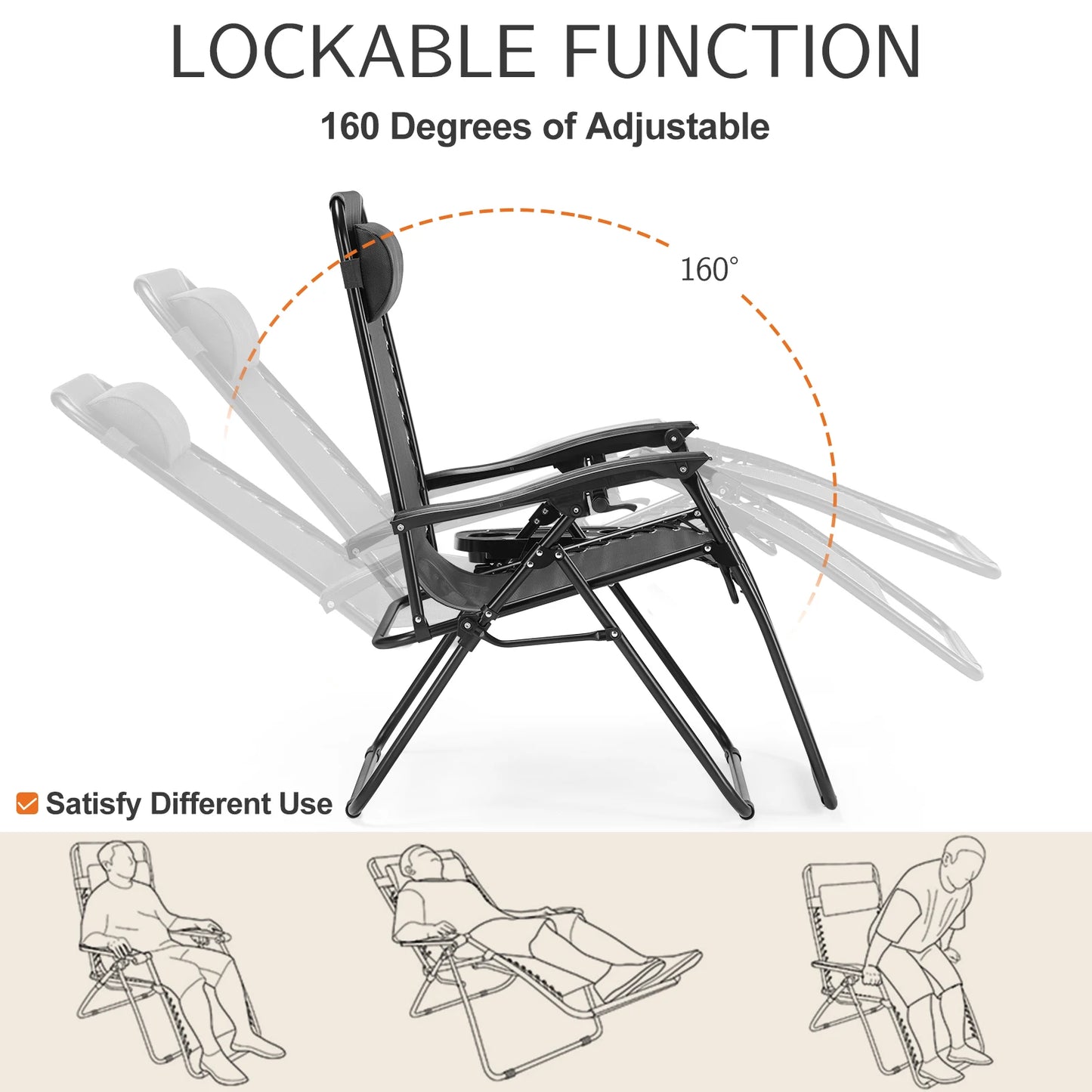 Zero Gravity Set of 2 Portable Recliner Lounge Chair