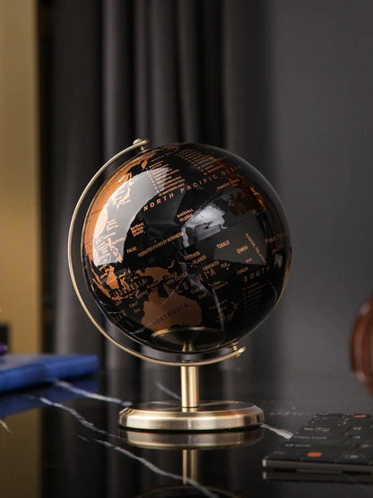 Modern Desk or Shelf Sculpture | 360° Spin Globe Art for Office, Home Decor, or Gift