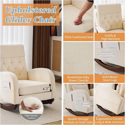Low Seat Upholstered Rocking Chair