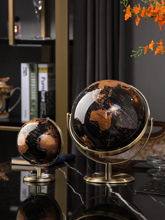 Modern Desk or Shelf Sculpture | 360° Spin Globe Art for Office, Home Decor, or Gift