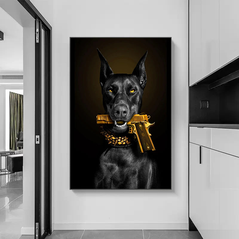 Luxury Black Doberman Poster Canvas