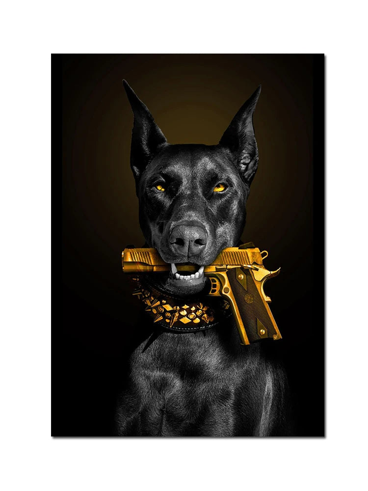 Luxury Black Doberman Poster Canvas