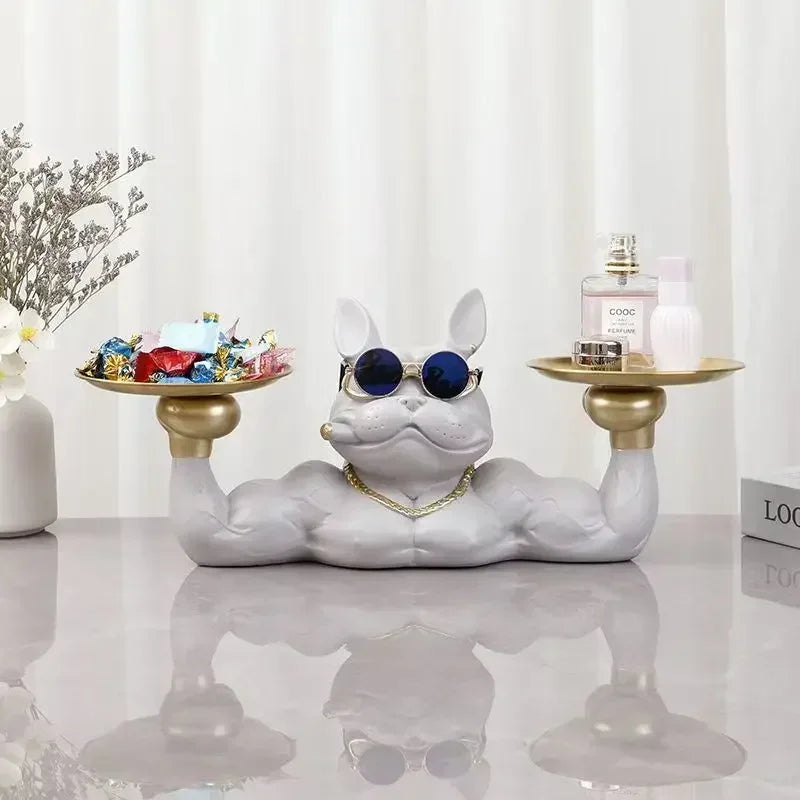 Cool Dog Figurine Remote Control Key Statue Storage Box
