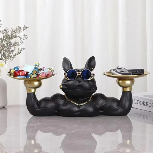 Cool Dog Figurine Remote Control Key Statue Storage Box