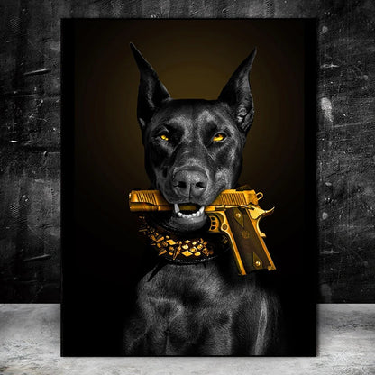 Luxury Black Doberman Poster Canvas
