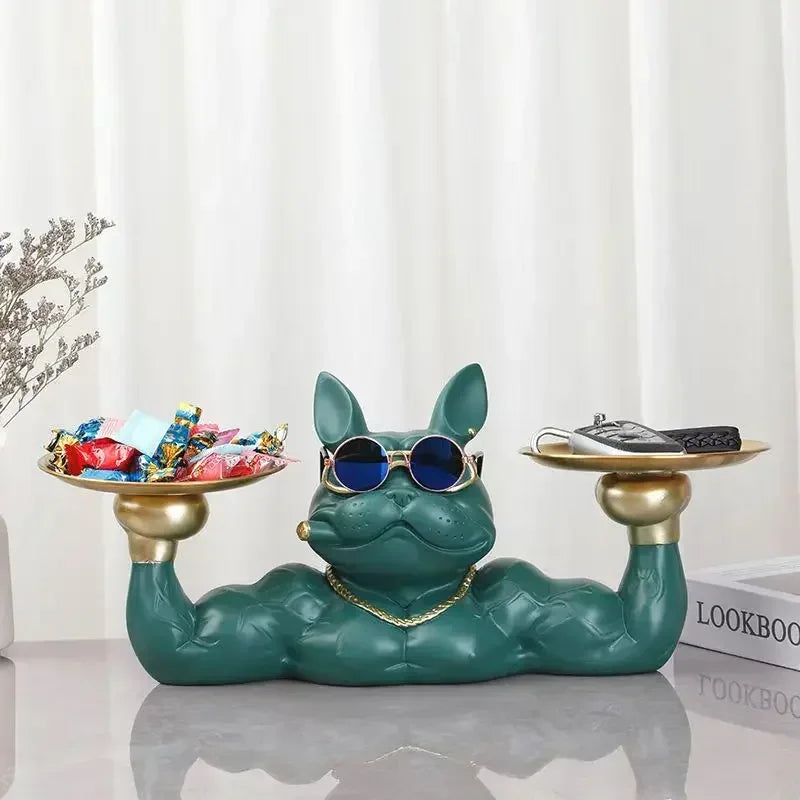 Cool Dog Figurine Remote Control Key Statue Storage Box