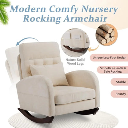 Low Seat Upholstered Rocking Chair