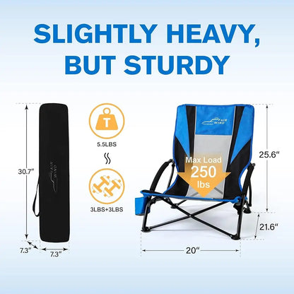 2 Pcs Beach Chair With Umbrella For Adults