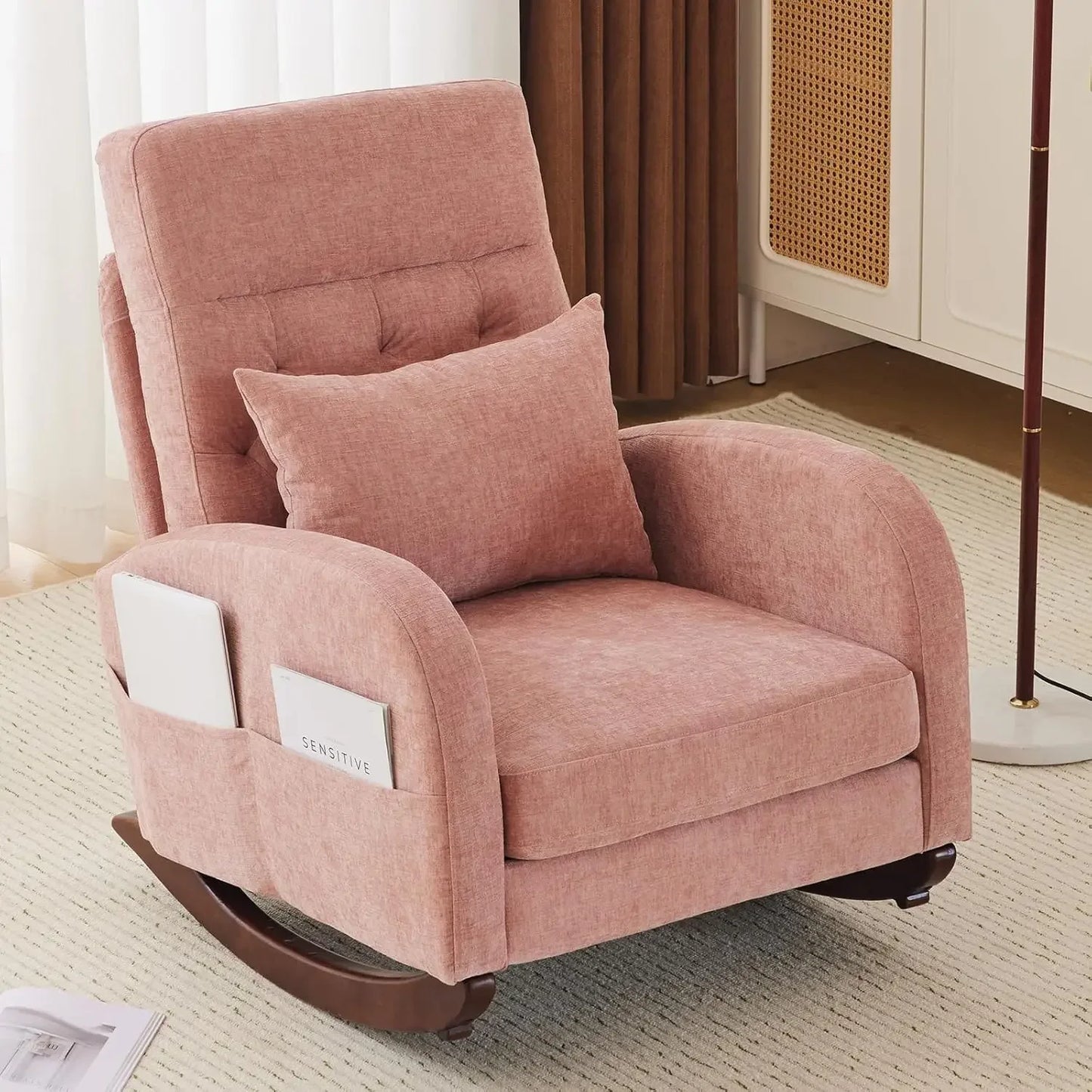 Low Seat Upholstered Rocking Chair