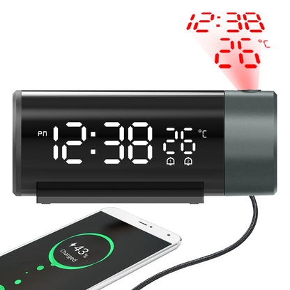 Projection Digital Alarm Clock with 180° Rotatable Projector
