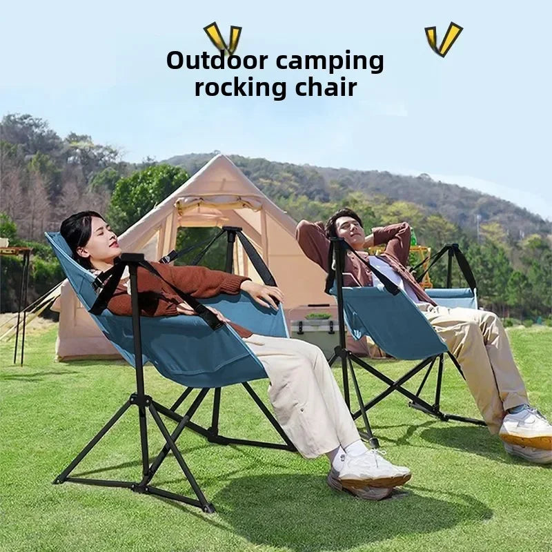 Folding Rocking Chair – Portable Outdoor Recliner with Backrest