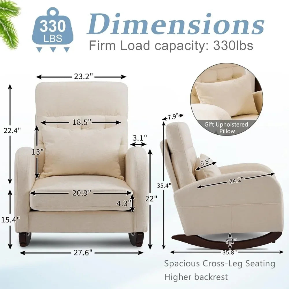 Low Seat Upholstered Rocking Chair