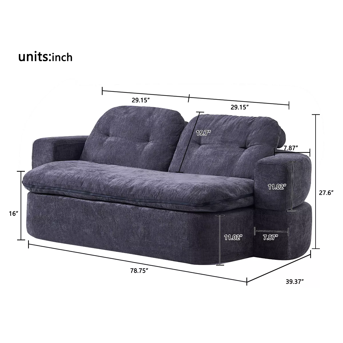 Convertible 2-Seater Floor Sofa Bed