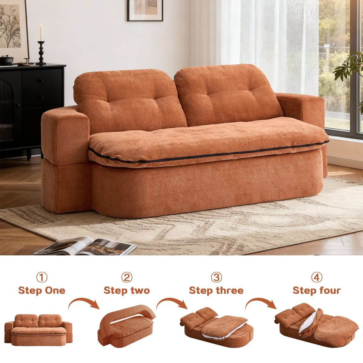 Convertible 2-Seater Floor Sofa Bed