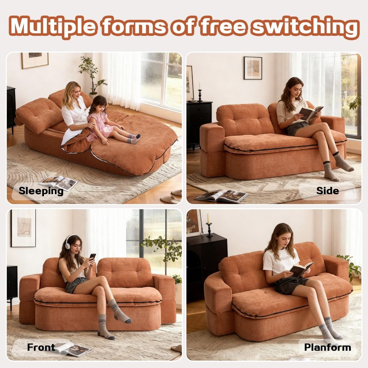 Convertible 2-Seater Floor Sofa Bed