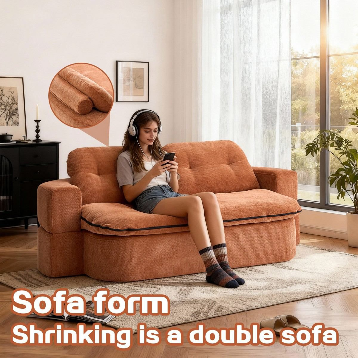 Convertible 2-Seater Floor Sofa Bed